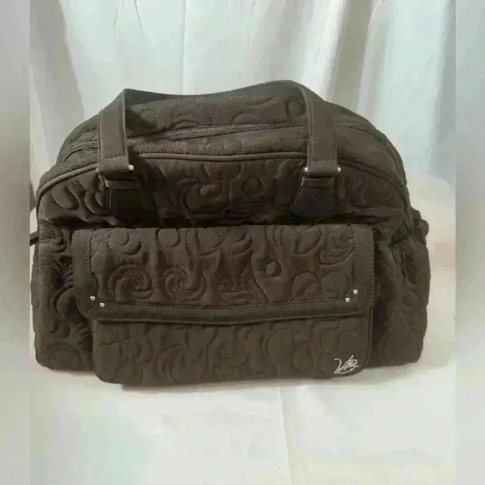 Vera Bradley Women's Cotton Diaper Bag Brown w/Plastic lined Flower Interior